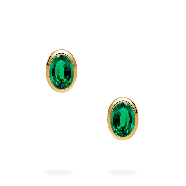 Yellow Gold Emerald Stud Earrings